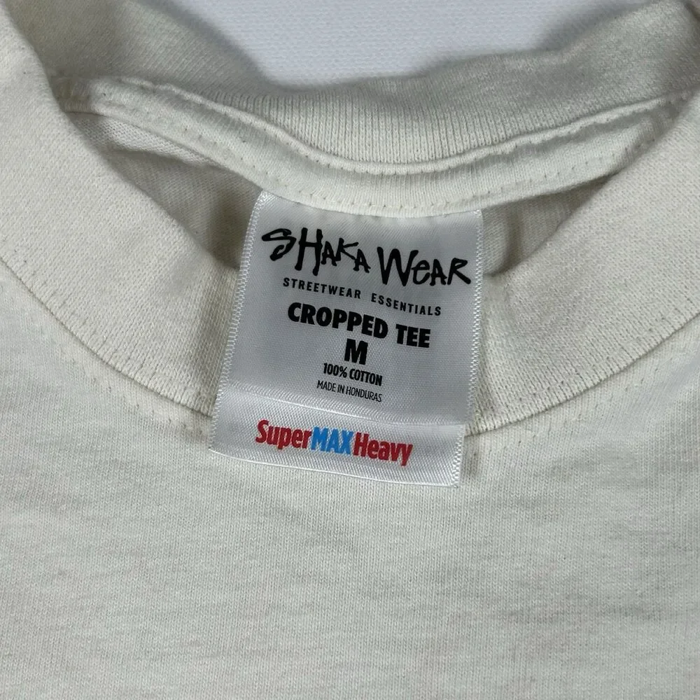 Green Thumb Club on Shaka Wear Cropped Cotton T-shirt Cream & Green Graphic Med - Picture 5 of 8
